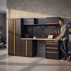 Meuble de rangement garage ou atelier en acier modulable Fischer Darex
