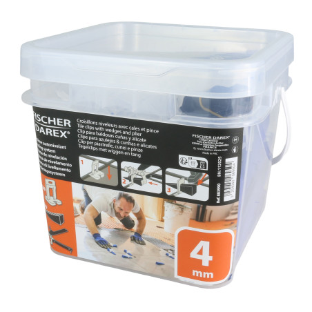 Kit 100 croisillons auto-nivelant 4mm +100 cales + 1 pince