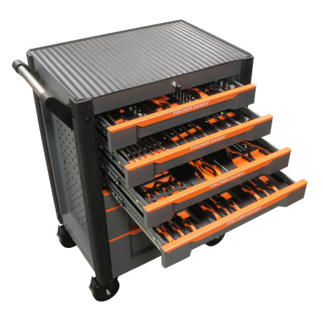 Servante 7 tiroirs plateau acier équipée 144 outils