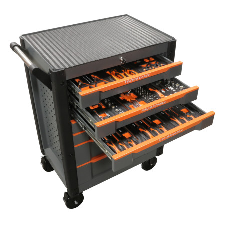 Servante 7 tiroirs plateau acier 114 outils